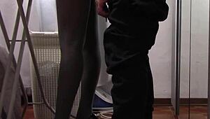 the milf in sexy lingerie and pantyhose irons while getting her ass touched and fucked hard