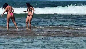 Two Beauties Enjoy Beach at Enseada dos Corais