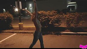 Topless Outdoors Public Sparklers With Honey Gold And Dakota Marr