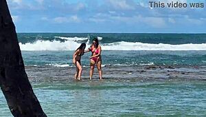 Two Beauties Enjoy Beach at Enseada dos Corais