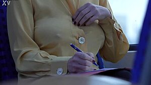 My slave wife goes braless, flashing downblouse in public spots