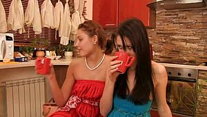 Teen Lesbians Share Sex Toys And Muff Diving