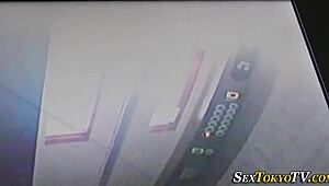 asian teen 18+ sneaks away to rub herself in public spot