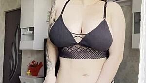 Sexy Blonde Intensely Touches Pussy In Lingerie