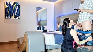 Show cuckold for her husband fucking in front of her husband