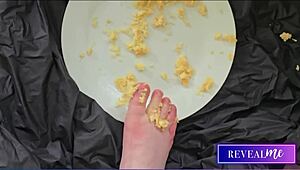 Milf indulges in FOOT FETISH fantasy with sexy soles and toe-sucking.