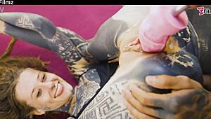 tattoed couple hard fucking and anal play - anal sloppy blowjob rough goth punk alt porn zf038