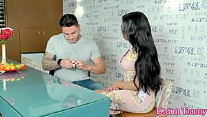 sexy shemale bianca meirelles makes him cum while fucking his ass hard, her cock throbbing.