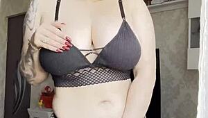 Sexy Blonde Intensely Touches Pussy In Lingerie