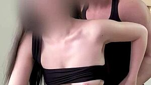 Watch that oriental hottie get a big cum load on her tits.