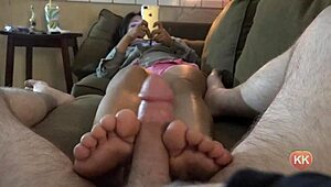 Asian roommate gives POV footjob