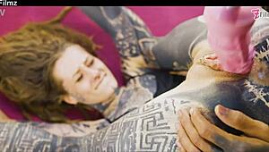 tattoed couple hard fucking and anal play - anal sloppy blowjob rough goth punk alt porn zf038