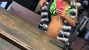 Monika Fox Performs Naked Gymnastics Backstage