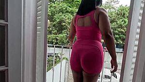 Running in park, pussy dripping honey everywhere.