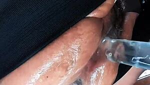 punishing my big hairy pussy with brutal dildo action