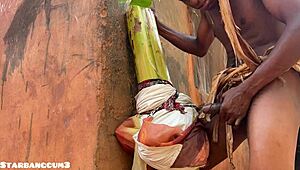 chubby young ranch girl tries stronger toys in country setting