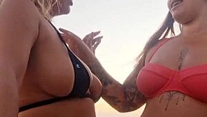 Beach Dirty Talk with Naughty Friend Before Deflowering Young Guy