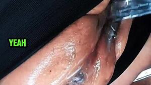 punishing my big hairy pussy with brutal dildo action