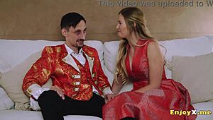 Insatiable Blonde in Stockings Sucks and Fucks Shaved Pussy in Hardcore Scene. Towheaded Vixen Licks and Rides for Intense Action.