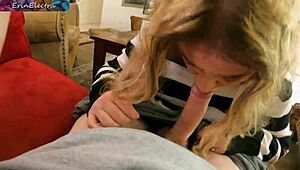 Stepmom Hangs Out in Underwear, Teasing in Living Room!