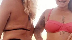 Beach Dirty Talk with Naughty Friend Before Deflowering Young Guy