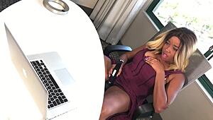 When the boss is away, I rub my wet pussy.