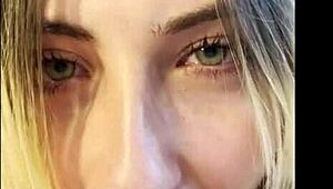 Petite blonde gives intense blowjob to stepfather in POV.