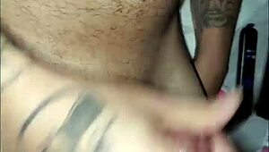 slutty wife gives amazing handjob and deepthroat blowjob to her husband