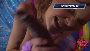 giving rebecca a rough throat whooping with lots of puke 😵