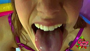 giving rebecca a rough throat whooping with lots of puke 😵