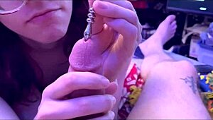 Sounding with lots of pre cum