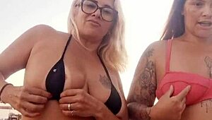 Beach Dirty Talk with Naughty Friend Before Deflowering Young Guy