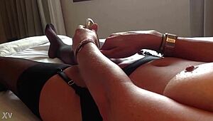 Getting off with dildo 737 lingerie enjoying it