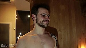 curvy hottie banging a stranger in a steamy public sauna with no shame