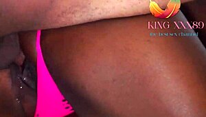 Ebony Pussy Gets Intense Doggy Drilling With Wet Shaved Hairless Action