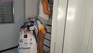 stepsister cleans my room while stepfather renovates backyard