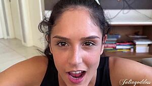 Stepmommy Catches You Jerking Off and Swallows a Mouthful of Cum