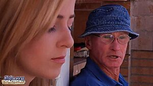 i can't believe this beautiful teen 18+ sucked grandpa outdoors, then he shoved his dick deep in her tight pussy.