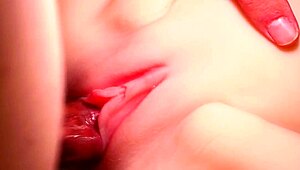 Pink color smooth vagina close-up