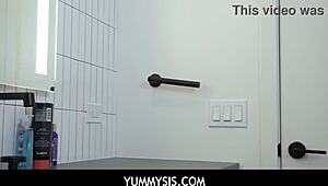 Yummysis - Nice Stepsister Catches Stepbrother Wanking In Bathroom Lacey London Nicky Rebel