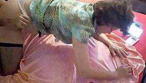 2421tec - French Amateur Slut in Satin Lingerie Deepthroat Rimming.