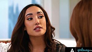 Petite 18+ Redhead Myra Moans Seduces Big-Tits MILF Chloe Amour for SCISSORING