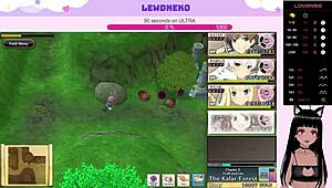 Vtuber Lewdneko Moans Loudly While Playing Evenicle Hentai Game with Big Tits and Monster Toys