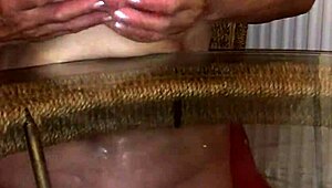 huge 34jj granny boobs bounced as she reached wild orgasm. her chubby frame shook with pleasure.