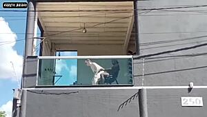 I'm leaving her pussy wide open on the balcony.