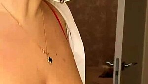 Milf with huge natural tits pours milk, want to lick it off? 😋