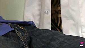 a seductive doctor bangs her favorite patient hard. interracial action heats up the hospital office!