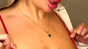 Milf with huge natural tits pours milk, want to lick it off? 😋