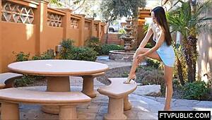 Asian Girl Flashes Upskirt On Street