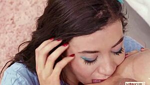 Shy hooker Natalie Brooks hooks up with Bryan Gozzling for extreme fun. Things get wet with riding and face fucking.